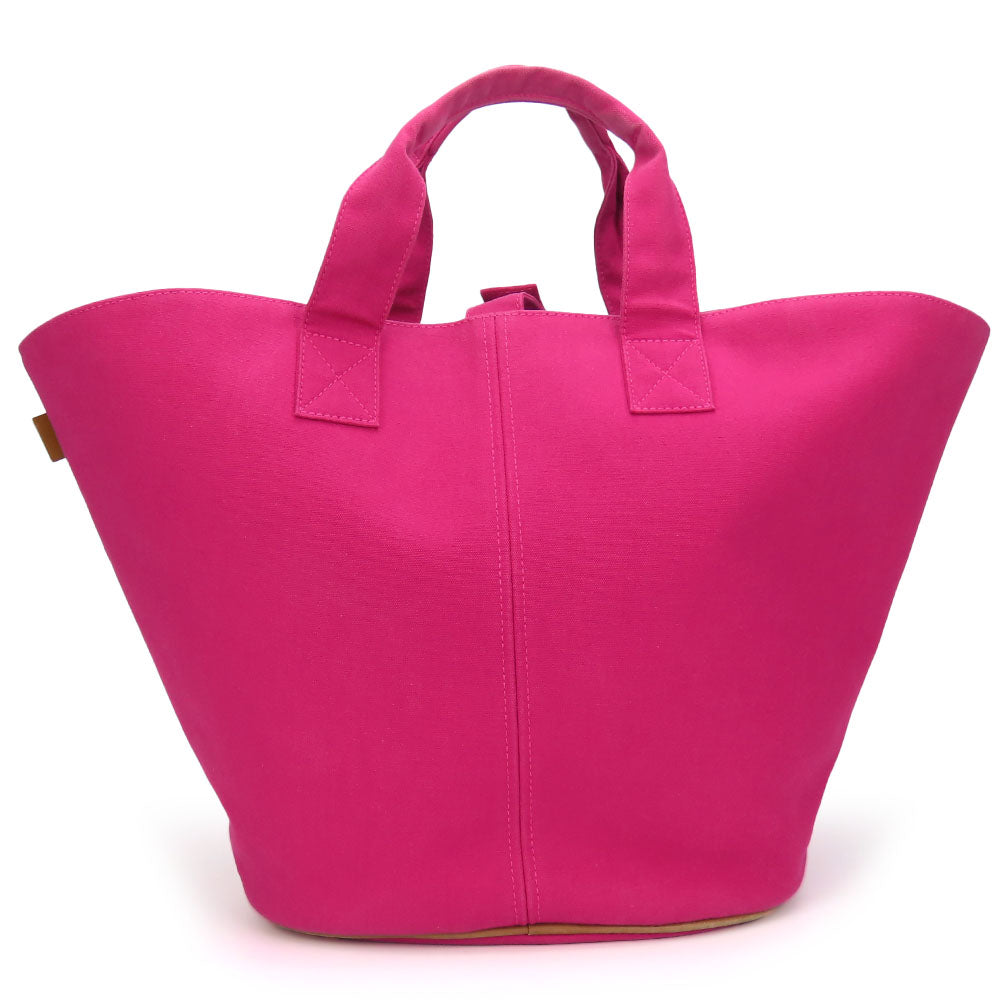 HERMES Tote Bag canvas pink Panier de Plage MM Women  d
