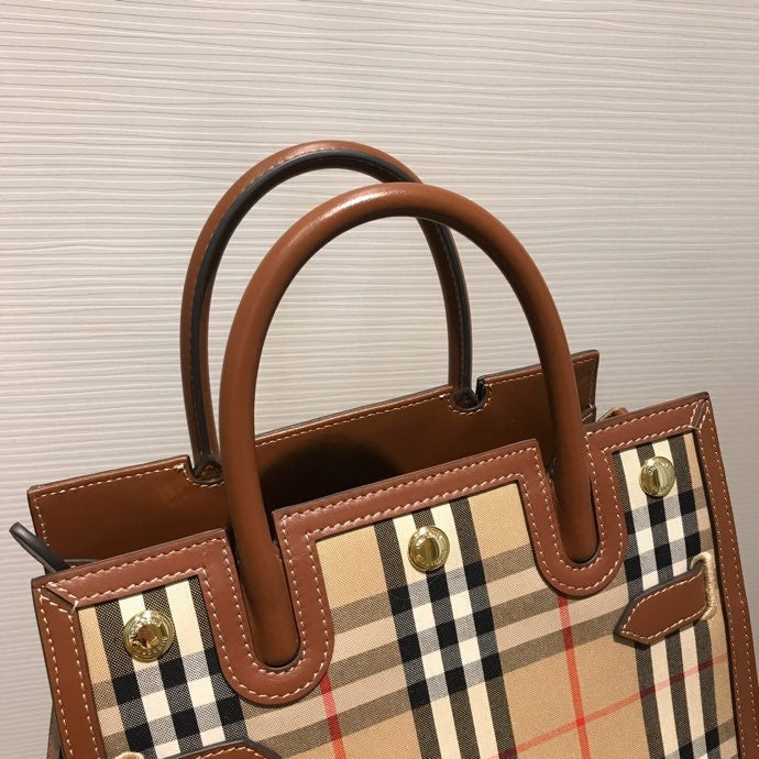 Top Quality Mini  Check Two-handle Title Bag Archive Beige For Women, Bags 10.2in/26cm 80252671