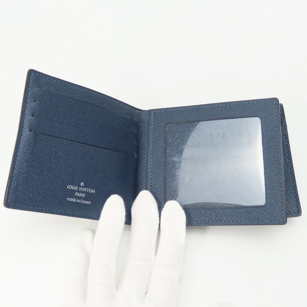 LOUIS VUITTON Bifold Wallet M62046 Taiga Blue Marine Portefeuille Amerigo NM mens  d