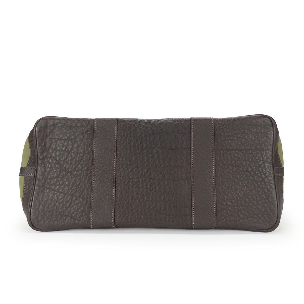 HERMES Tote Bag Canvas, Leather Khaki green Garden party PM unisex(Unisex)  d