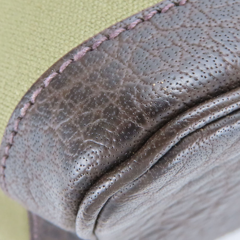 HERMES Tote Bag Canvas, Leather Khaki green Garden party PM unisex(Unisex)  d