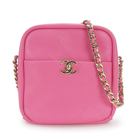CHANEL Shoulder Bag leather pink Matrasse