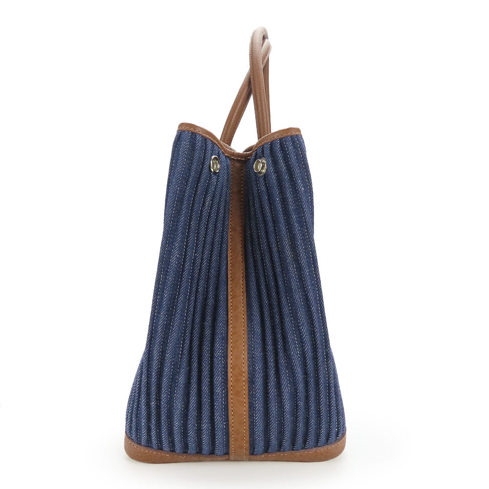 HERMES Tote Bag Denim, Leather Navy Garden party PM unisex(Unisex)  d