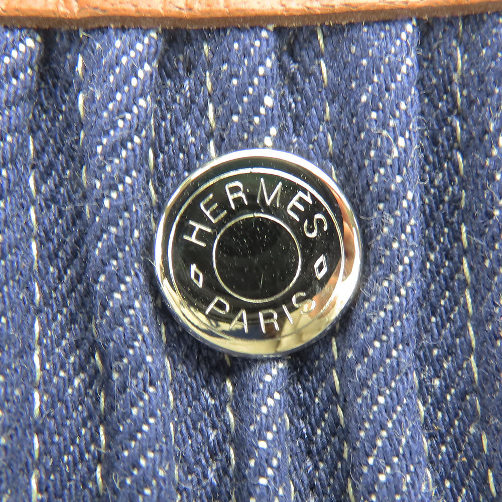 HERMES Tote Bag Denim, Leather Navy Garden party PM unisex(Unisex)  d