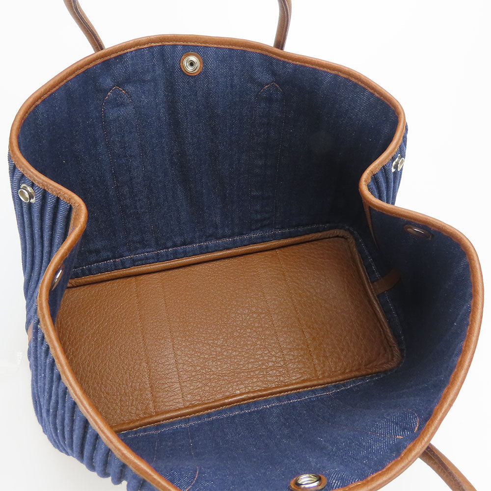 HERMES Tote Bag Denim, Leather Navy Garden party PM unisex(Unisex)  d