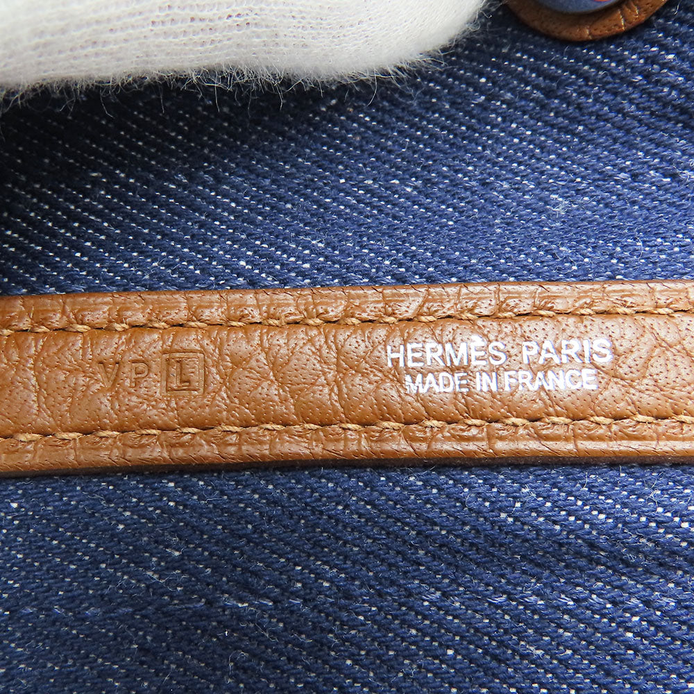 HERMES Tote Bag Denim, Leather Navy Garden party PM unisex(Unisex)  d