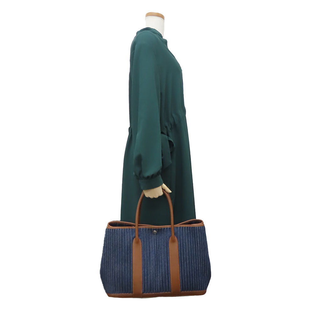 HERMES Tote Bag Denim, Leather Navy Garden party PM unisex(Unisex)  d