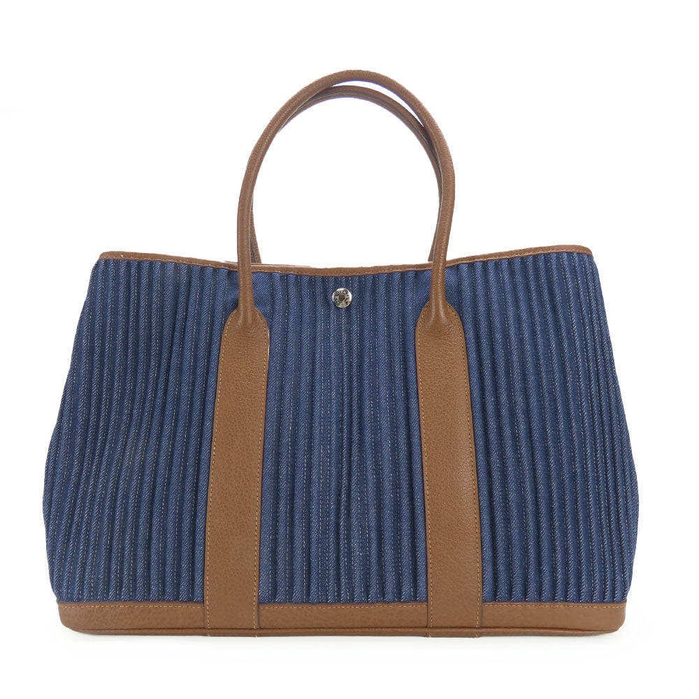 HERMES Tote Bag Denim, Leather Navy Garden party PM unisex(Unisex)  d