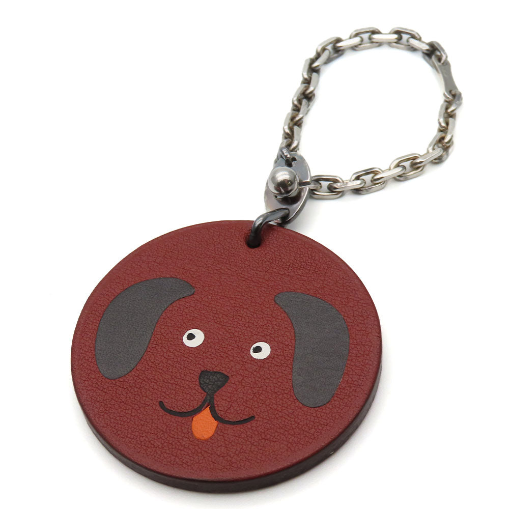 HERMES Bag charm Leather, Silver925 Brown Women  d