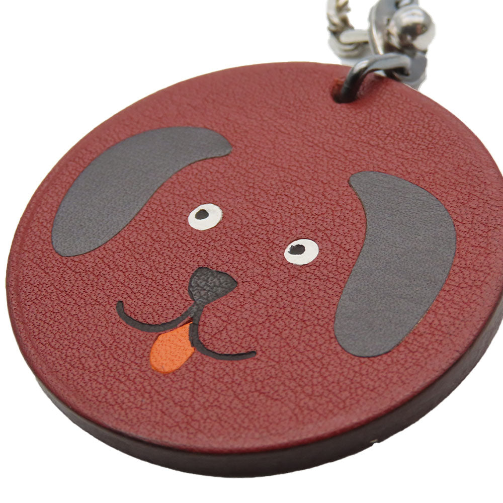 HERMES Bag charm Leather, Silver925 Brown Women  d