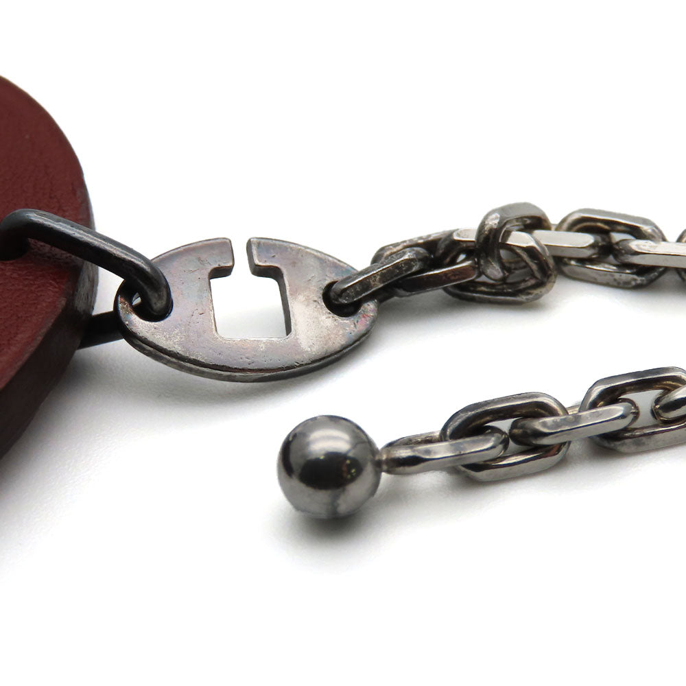 HERMES Bag charm Leather, Silver925 Brown Women  d
