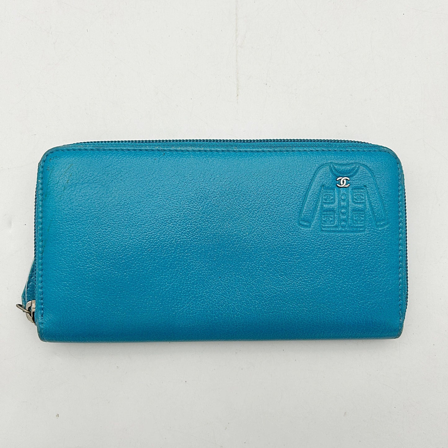 Chanel Teal CC Leather Long Zip Wallet ch8823nd