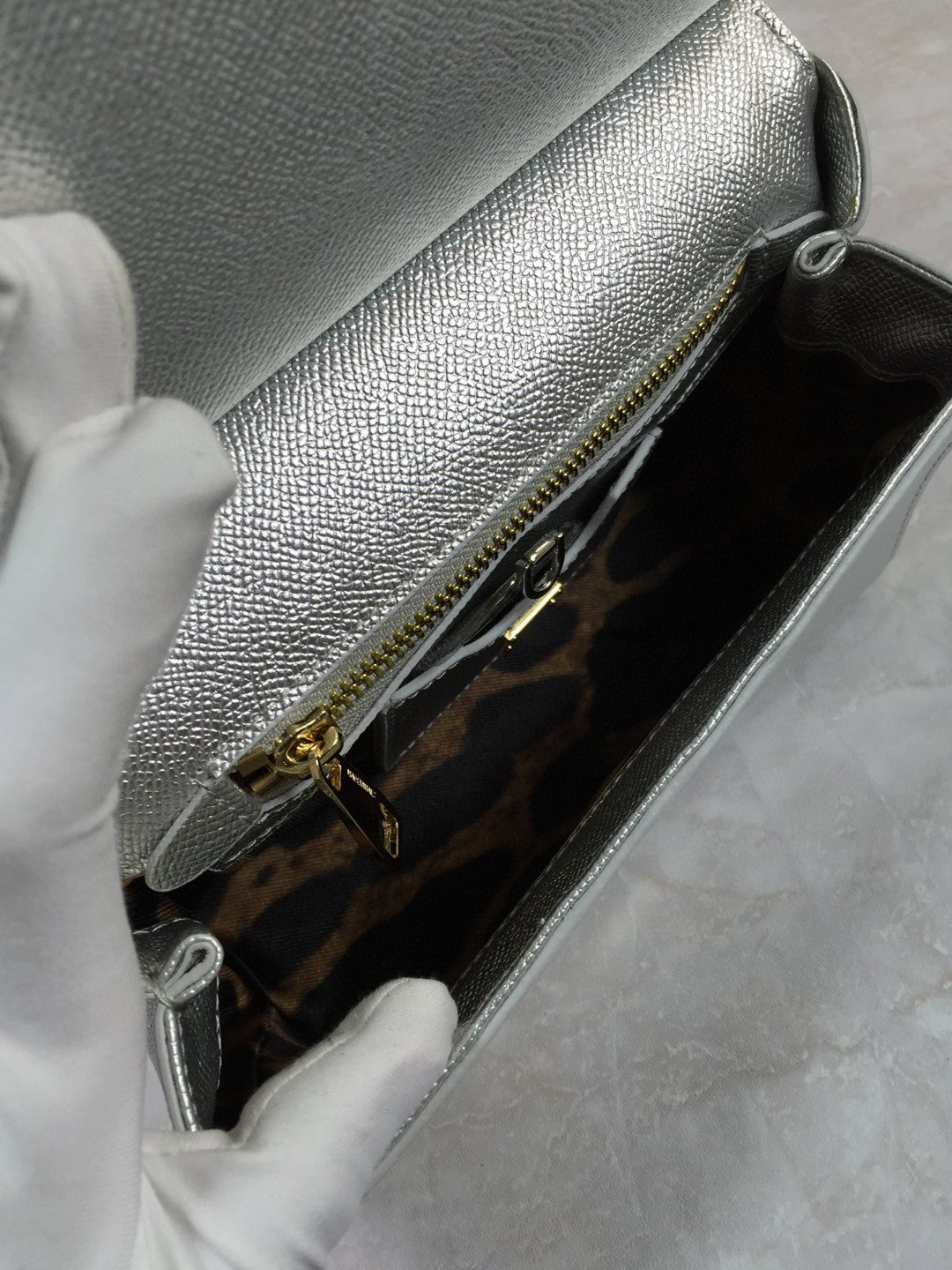 Top Quality MeTop Qualityum Sicily Handbag In Dauphine Silver For Women 10.2in/26cm Top Quality