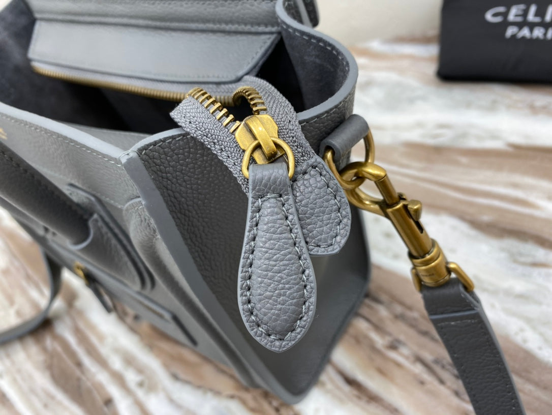 Top Quality Nano LuGucciage Bag In Drummed Grey For Women 8in/20cm 189243AQL.10KL