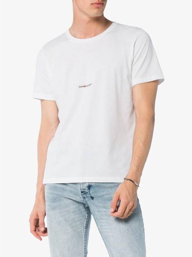 Luxury Saint Laurent Trending 2025 Men's Small Logo Short Sleeve T-Shirt White