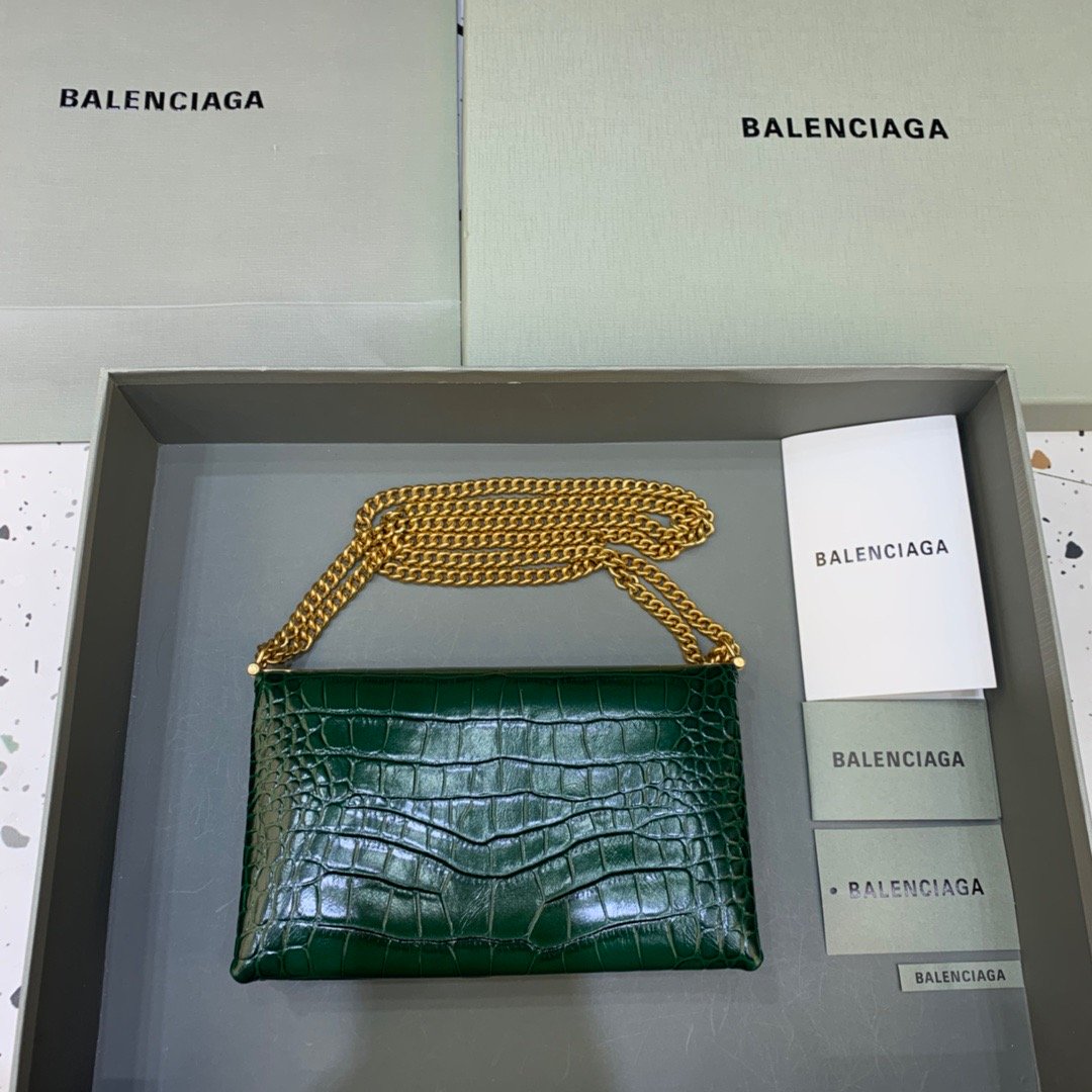 Top Quality Triplet Small Bag CrocoTop Qualityle Embossed Green, For Women,  Bags 8.3in/21cm