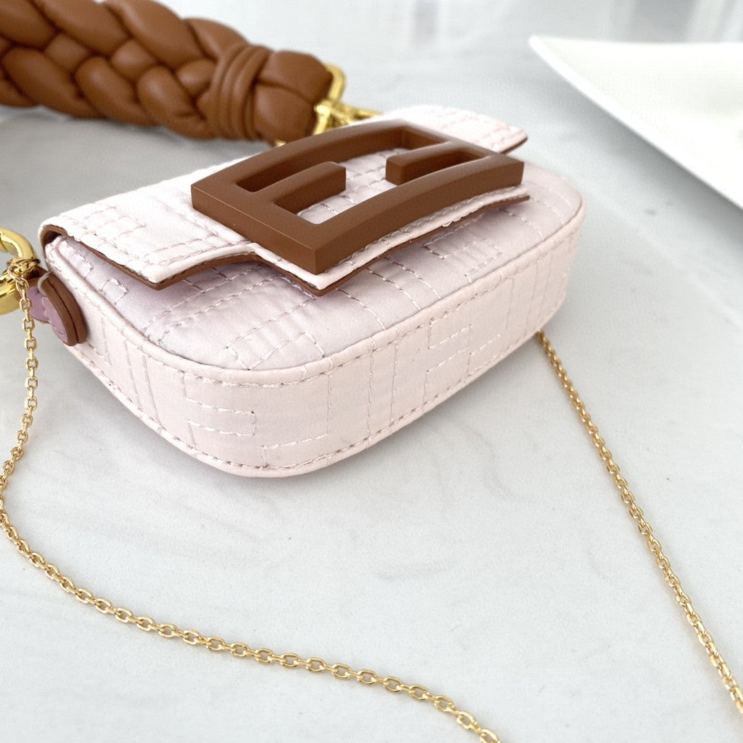 Top QualityTop Quality Nano Baguette Maxi Handle Pink and Brown Bag For Woman 6.5cm/2.5in