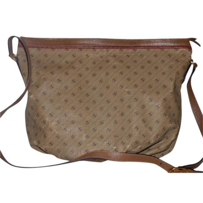 Gucci   Camel Leather With Red Green Striped Accents Logo Link Print
