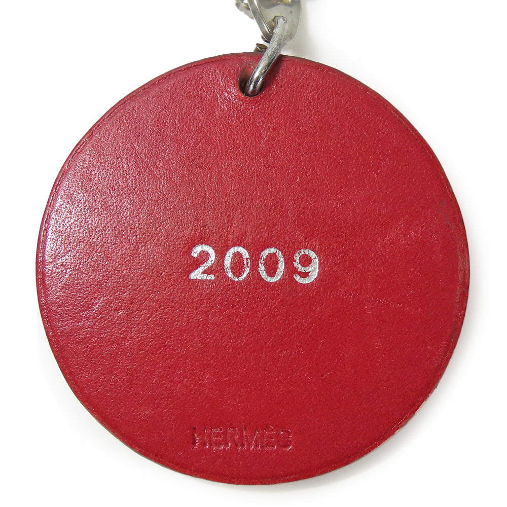 HERMES Bag charm Leather, Silver925 Red animal Women  d