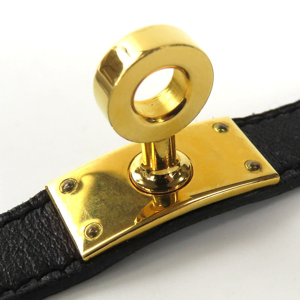 HERMES bracelet Leather, Metal black Kelly Women  d