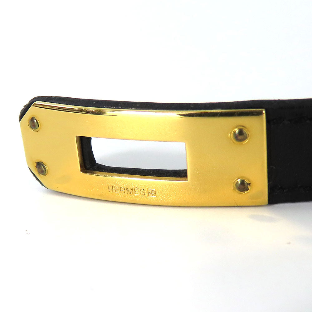 HERMES bracelet Leather, Metal black Kelly Women  d