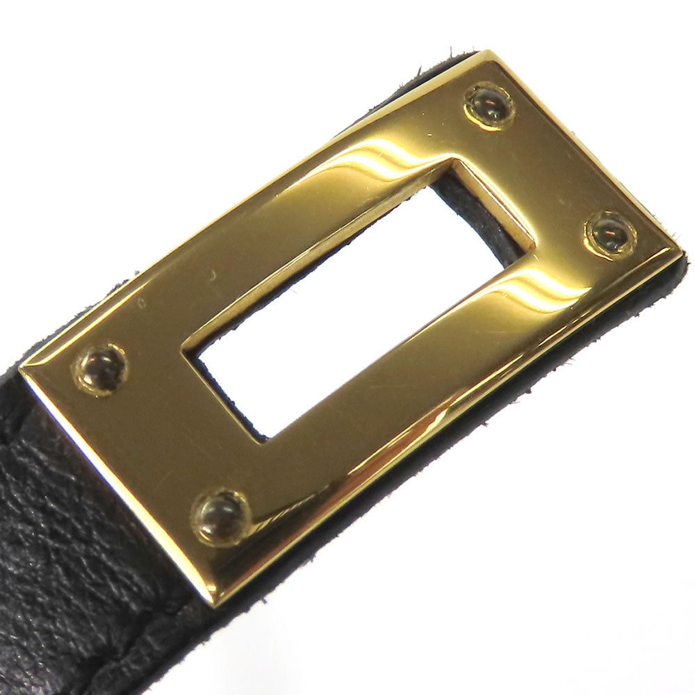 HERMES bracelet Leather, Metal black Kelly Women  d
