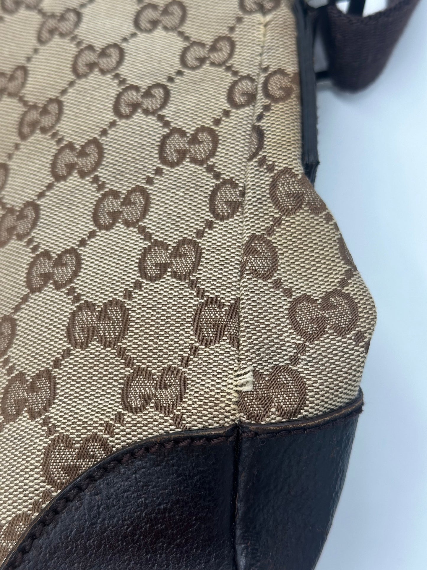 Gucci Front Pocket Messenger Bag Gg Canvas Beige Canvas Shoulder Bag Bag ( )