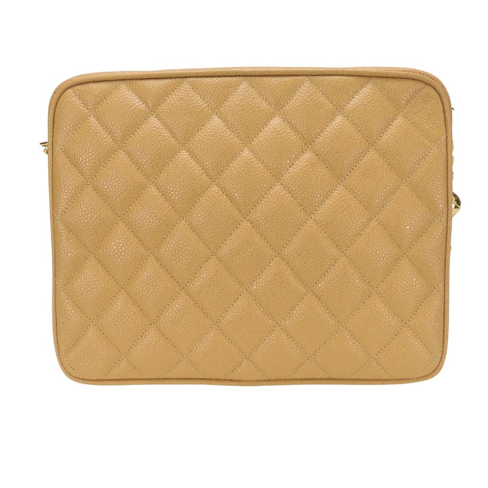 CHANEL Shoulder Bag Caviar skin beige Matrasse