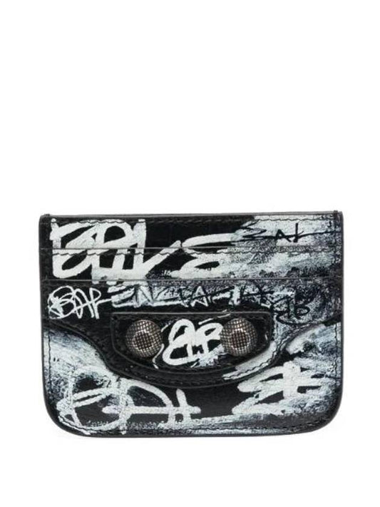 Luxury Balenciaga Trending 2025 Le Cagole Graffiti Card Wallet Black