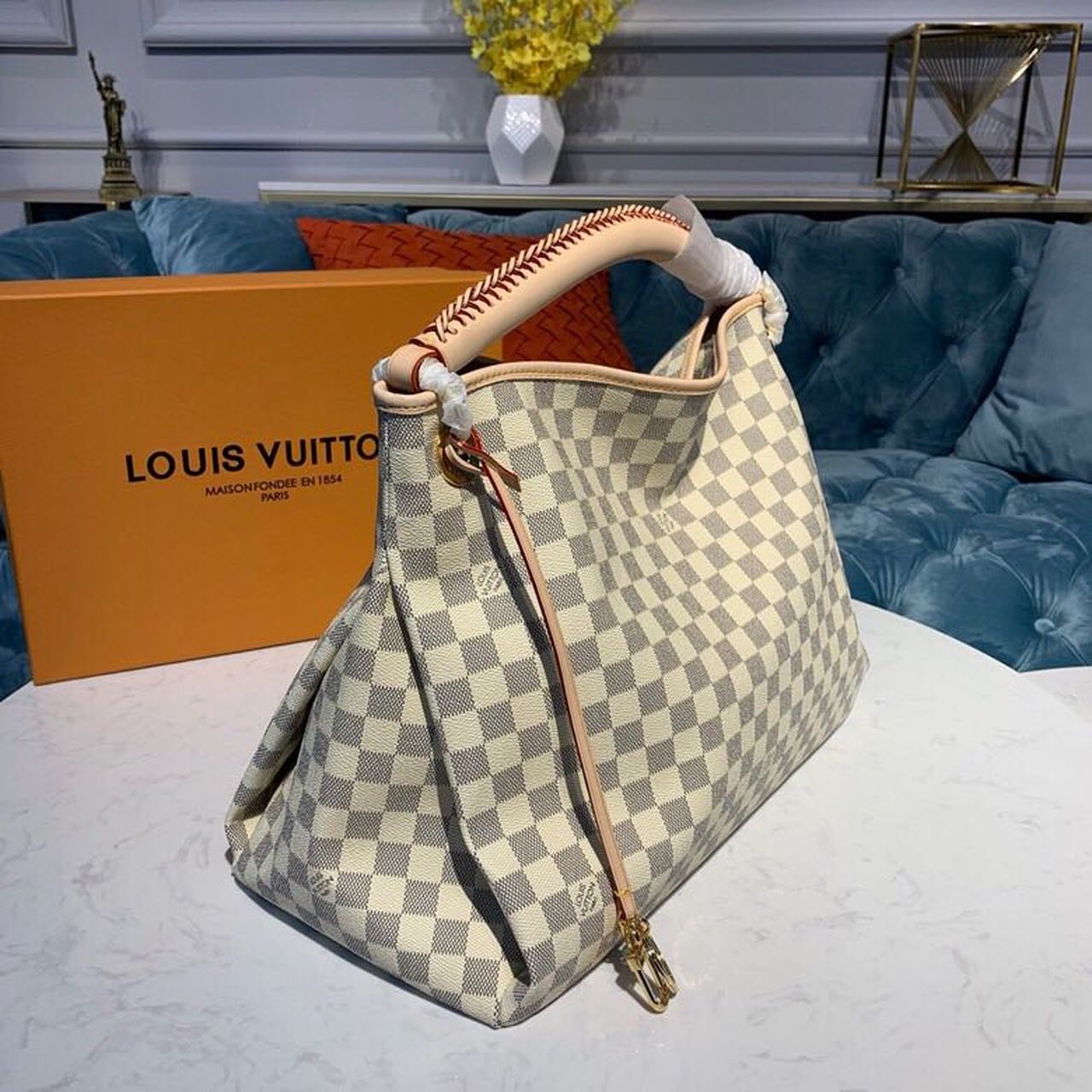 Top Quality Artsy MM Damier Azur Canvas For Women,  Shoulder Bags 16.1in/41cm Top Quality N40253