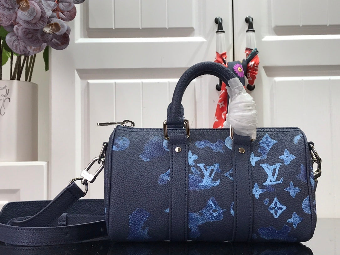 Top Quality Keepall XS Monogram Watercolor Blue Canvas By Virgil Abloh For Men, Bags, Shoulder And Crossbody Bags 8.3in/21cm Top Quality M57844