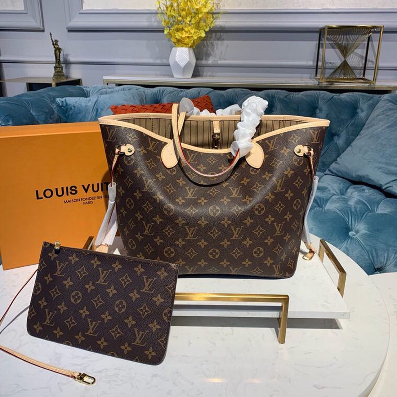 Top Quality Neverfull MM Tote Bag Monogram Canvas Beige For Women,  Shoulder Bags 12.6in/32cm Top Quality M40995