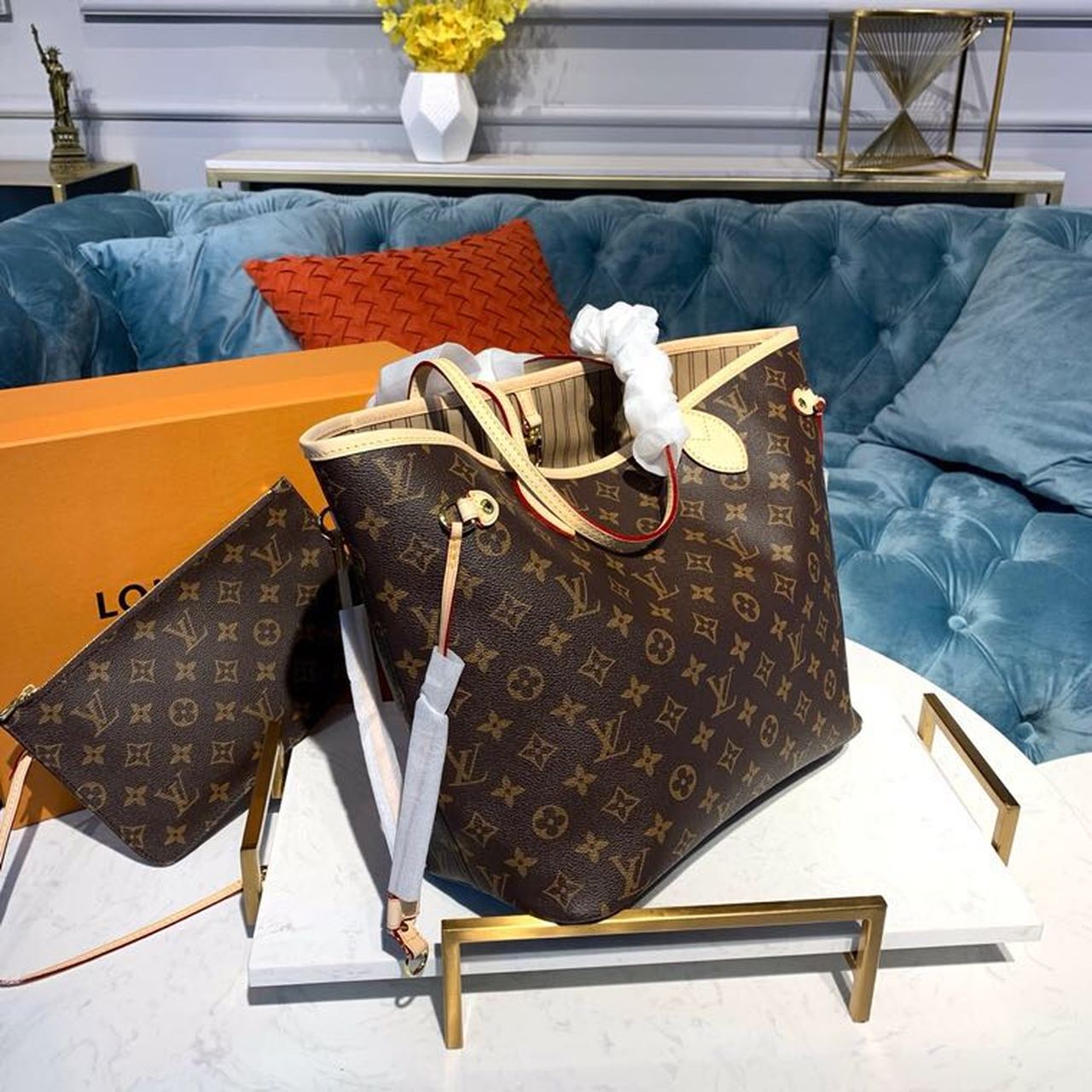 Top Quality Neverfull MM Tote Bag Monogram Canvas Beige For Women,  Shoulder Bags 12.6in/32cm Top Quality M40995