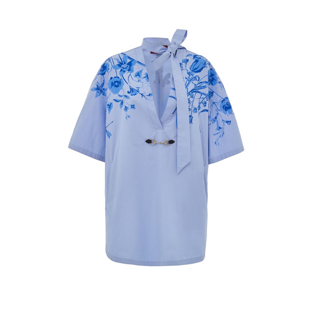 Gucci Blue Cotton Pattern Women's Shirt