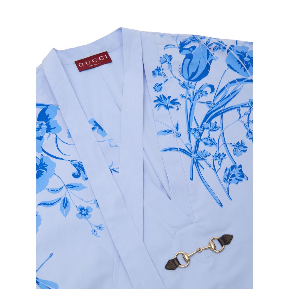 Gucci Blue Cotton Pattern Women's Shirt