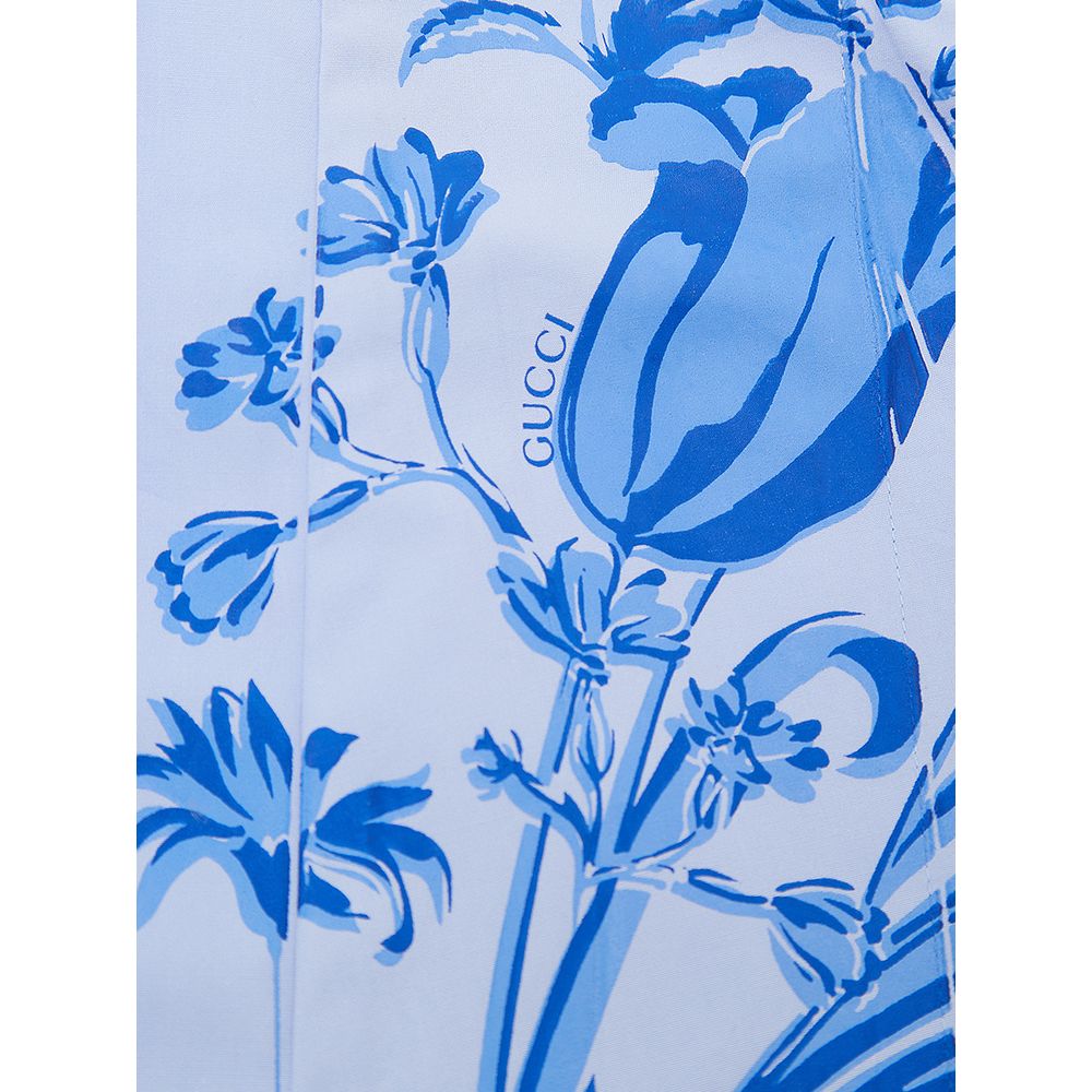 Gucci Blue Cotton Pattern Women's Shirt