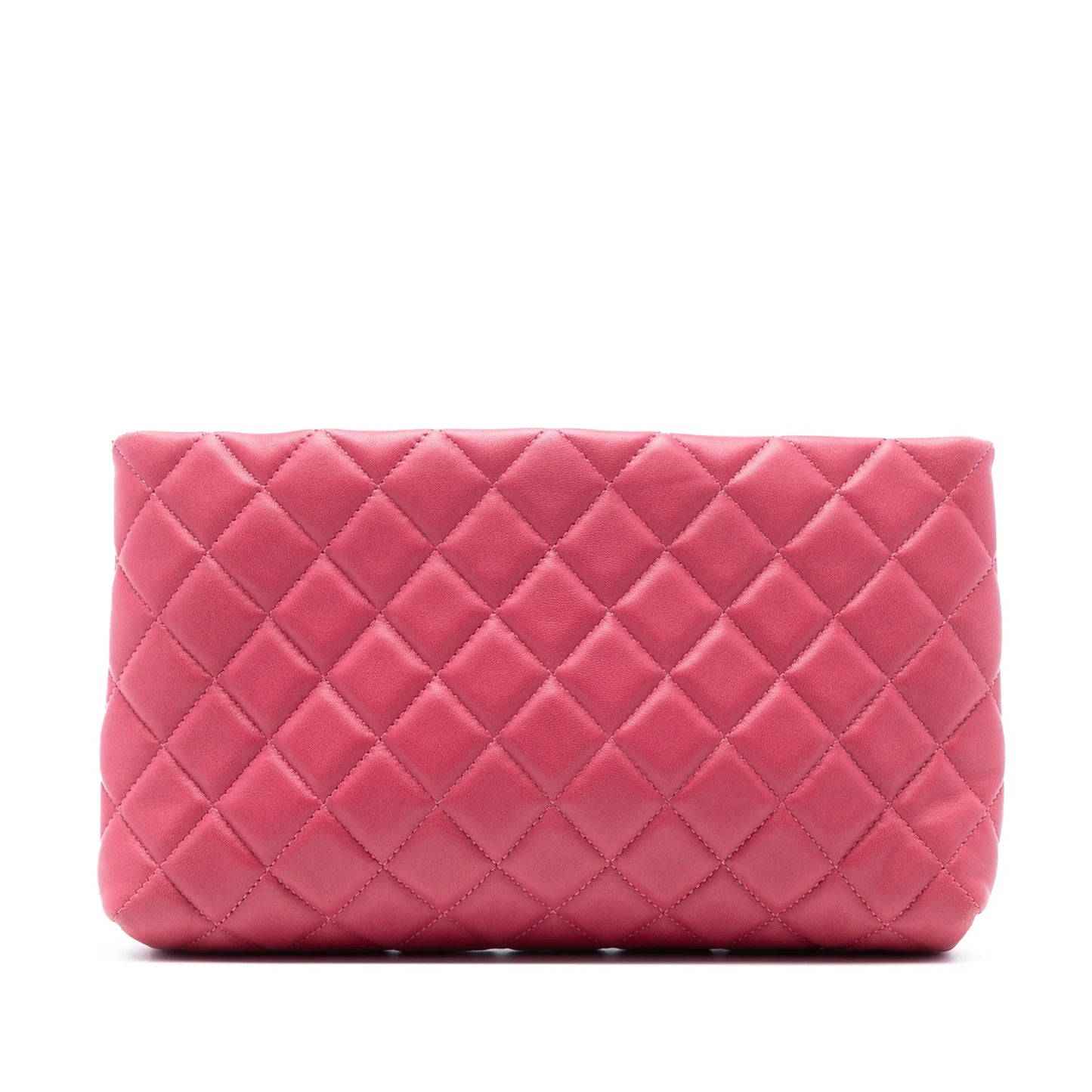 Pink Chanel Quilted Lambskin Kiss Lock Clutch