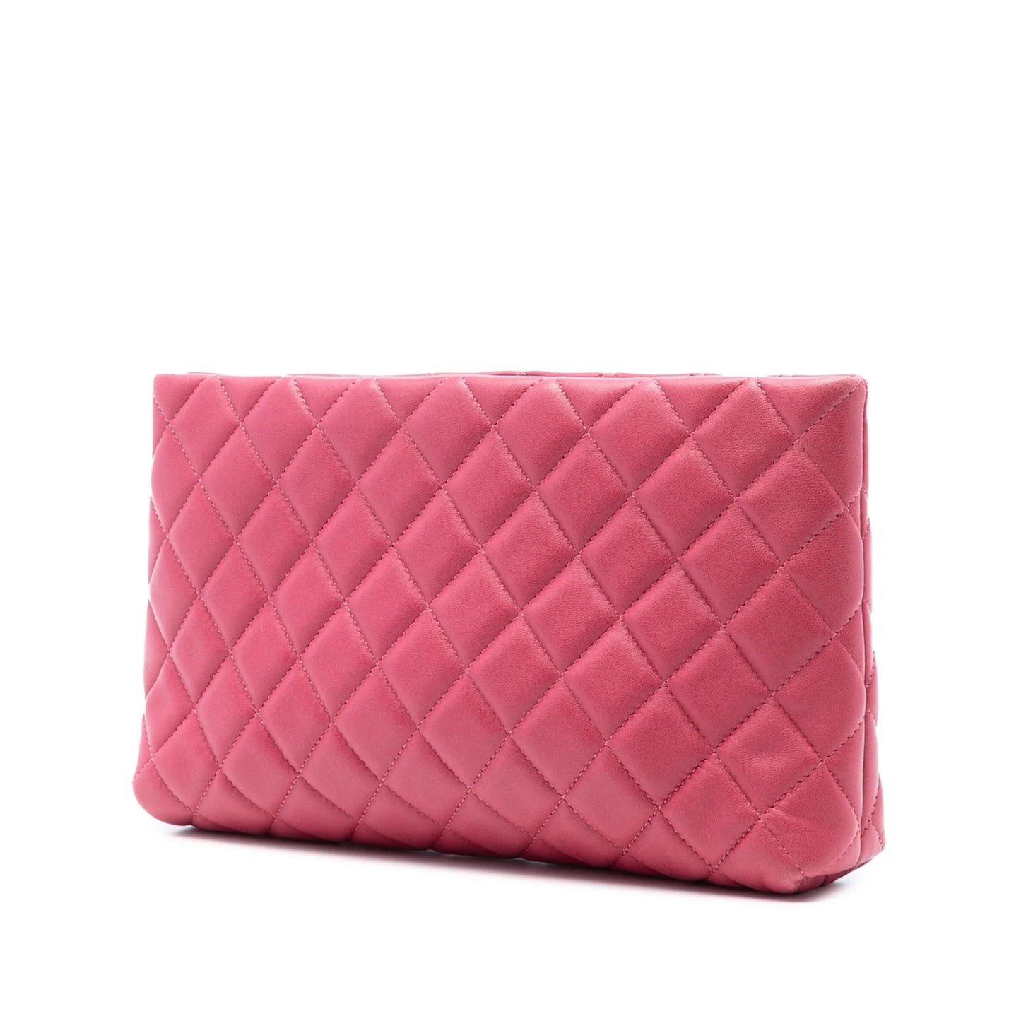 Pink Chanel Quilted Lambskin Kiss Lock Clutch