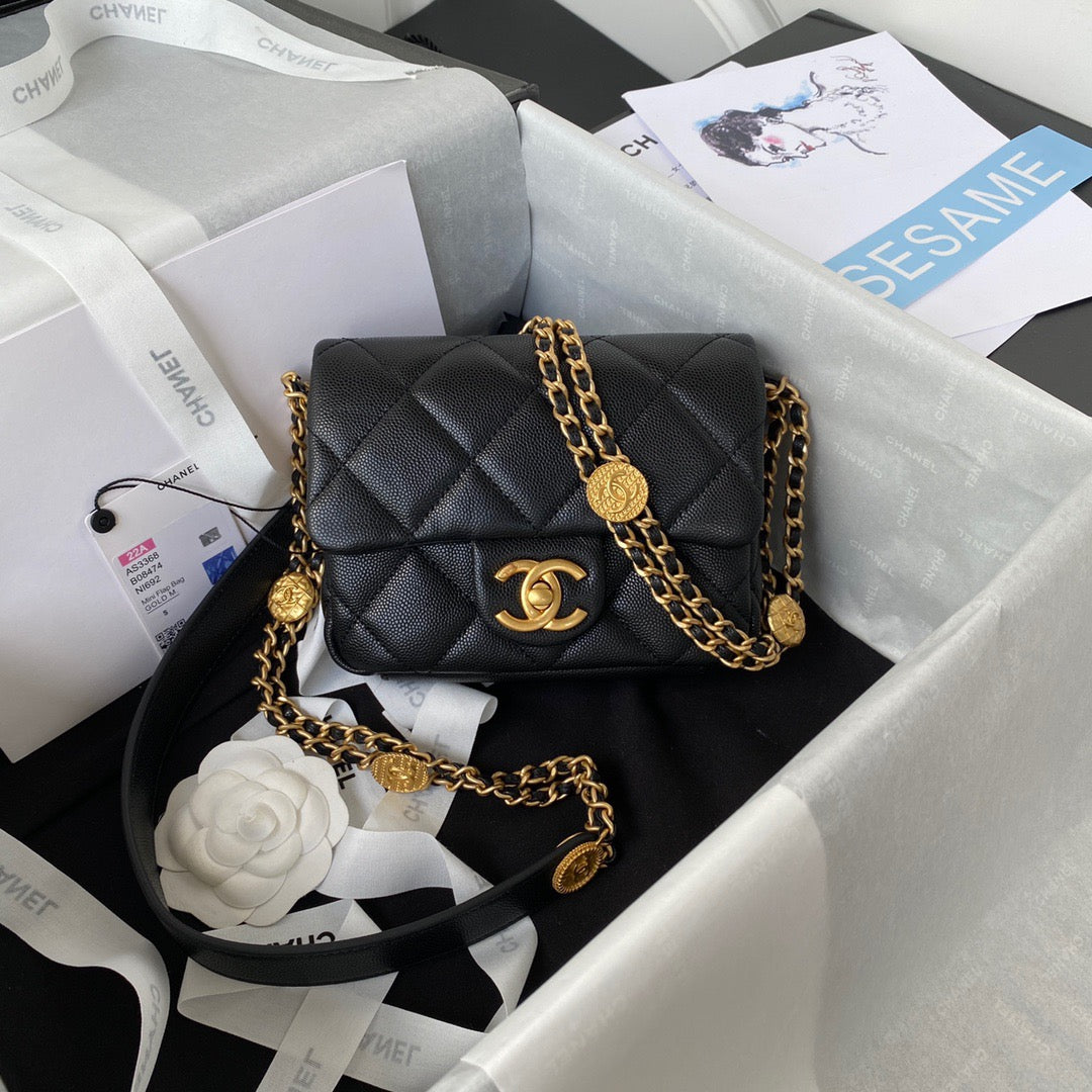 CHLMini Top Qualityap Bag With Top Handle Gold Hardware Black For Women Handbags, Shoulder Bags 7.9in/20cm AS2431