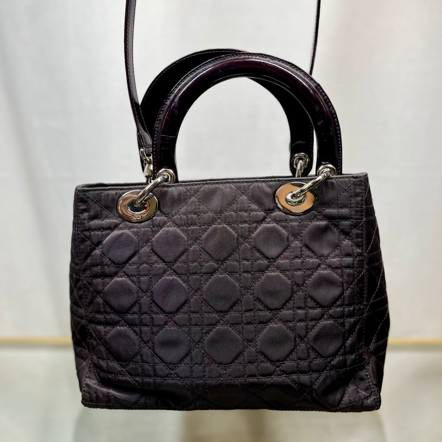 Dior Purple Nylon Cannage Lady Dior Satchel