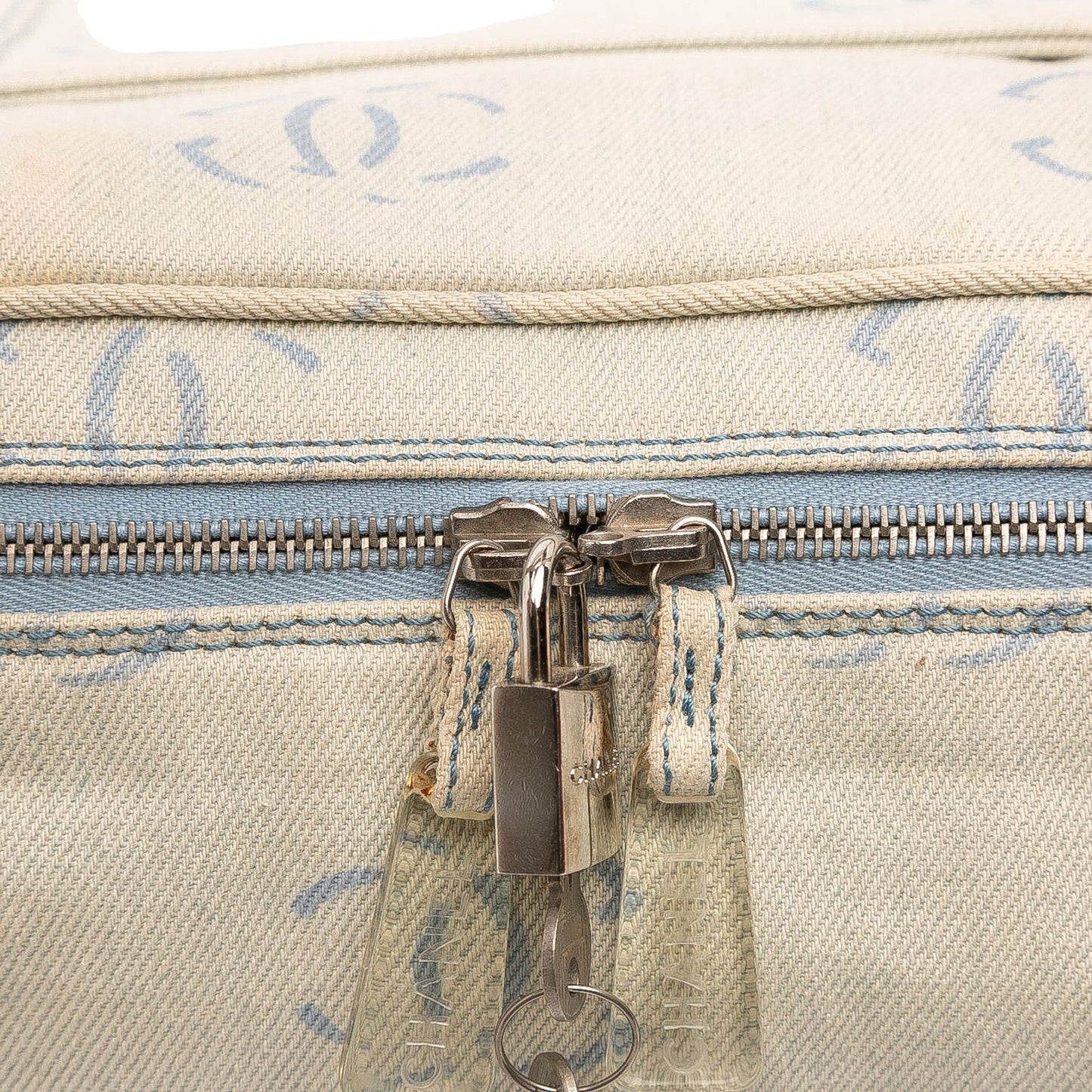 Blue Chanel CC Denim Travel Bag