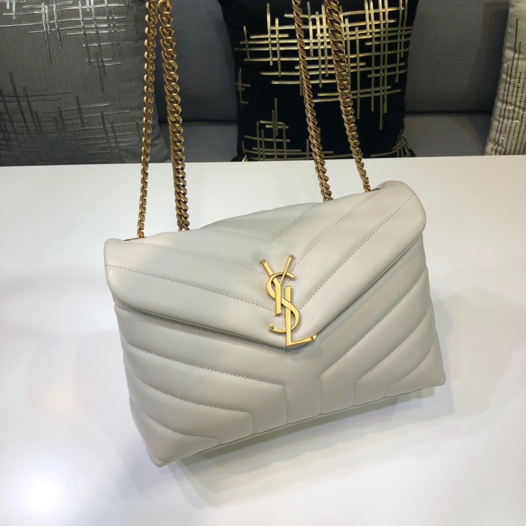 Top Quality Loulou Small Chain Bag In Matelassé "Y" White For Women 9.8in/23cm YSL 494699DV7279207