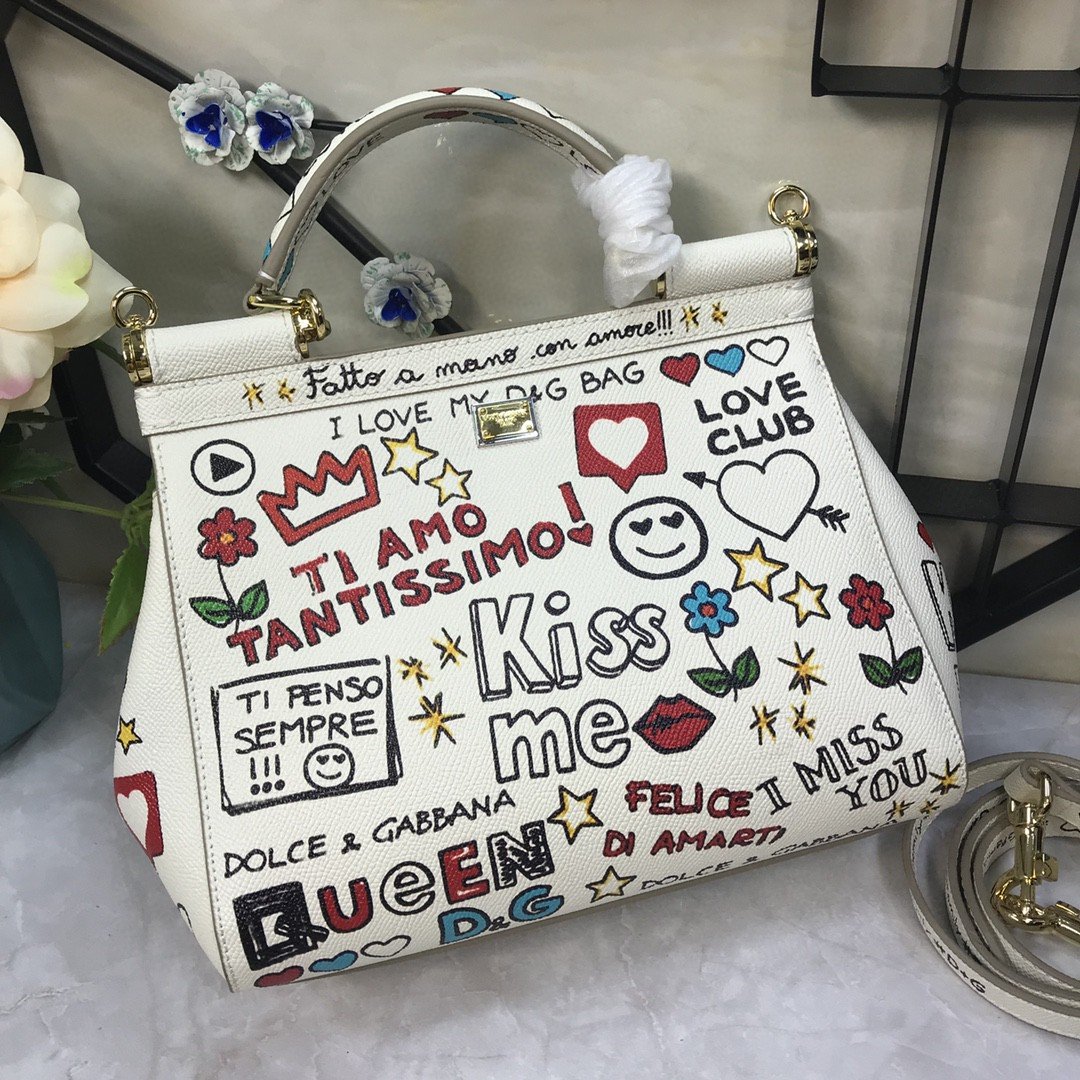 Top Quality MeTop Qualityum Sicily Handbag Unique Print Motifs Muticolour For Women 10.2in/26cm Top Quality