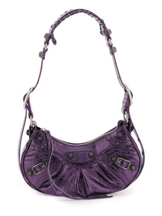 Luxury Balenciaga Trending 2025 Metallic Le Cagol XS Lambskin Shoulder Bag Purple