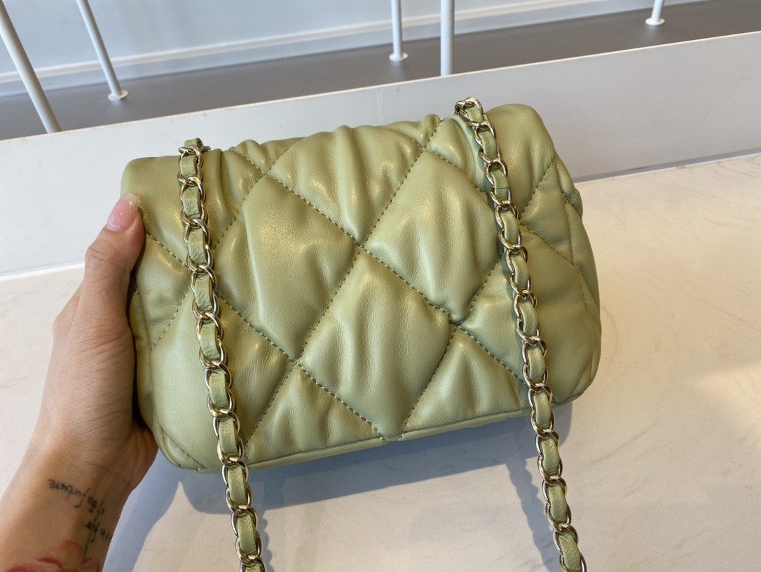 CHLSmall Flap Bag Gold Hardware Green For Women, Women’s Handbags, Shoulder Bags 7.5in/19cm AS2232