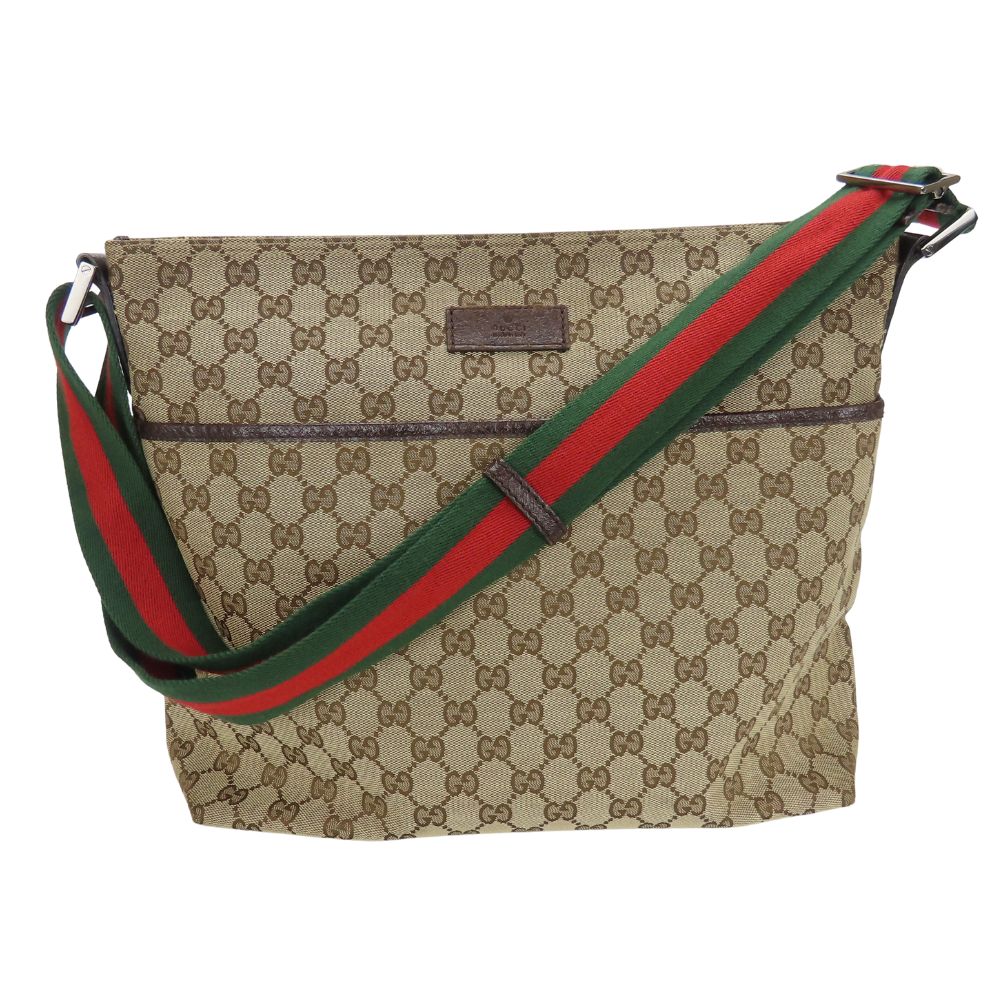 GUCCI Shoulder Bag 189751 GG canvas beige schlie line Women