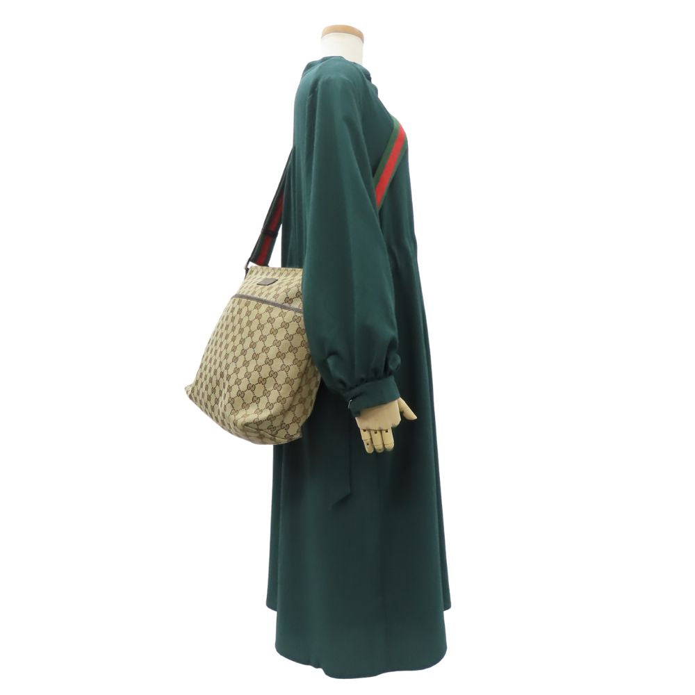 GUCCI Shoulder Bag 189751 GG canvas beige schlie line Women