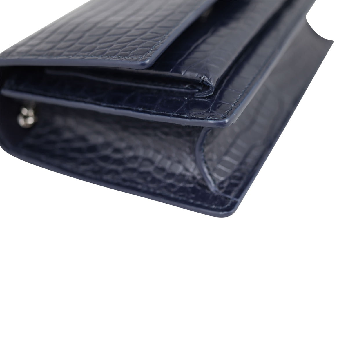 Saint Laurent Sunset Chain Wallet Croc-Embossed