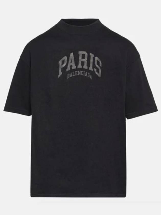 Luxury Balenciaga Trending 2025 Cities Paris Logo Medium Short Sleeve T-Shirt Black
