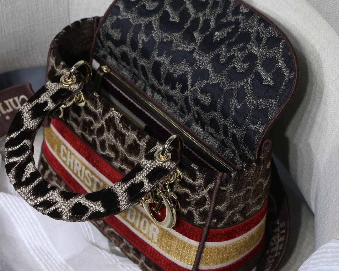 Top Quality MeTop Qualityum Lady D-Lite Bag, Leopard Brown Handbags, Crossbody Bags, 24cm CD
